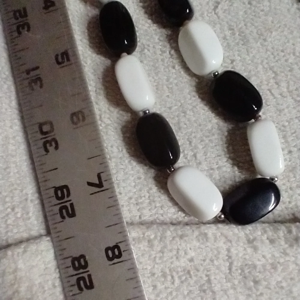 Black white beaded necklace